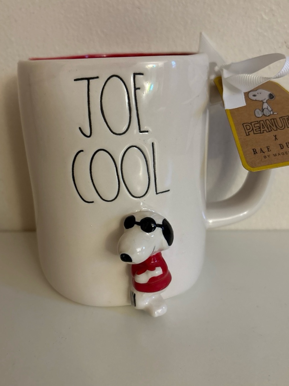 Rae Dunn White Mug with Red Interior Featuring Snoopy Accent - Picture 5 of 5